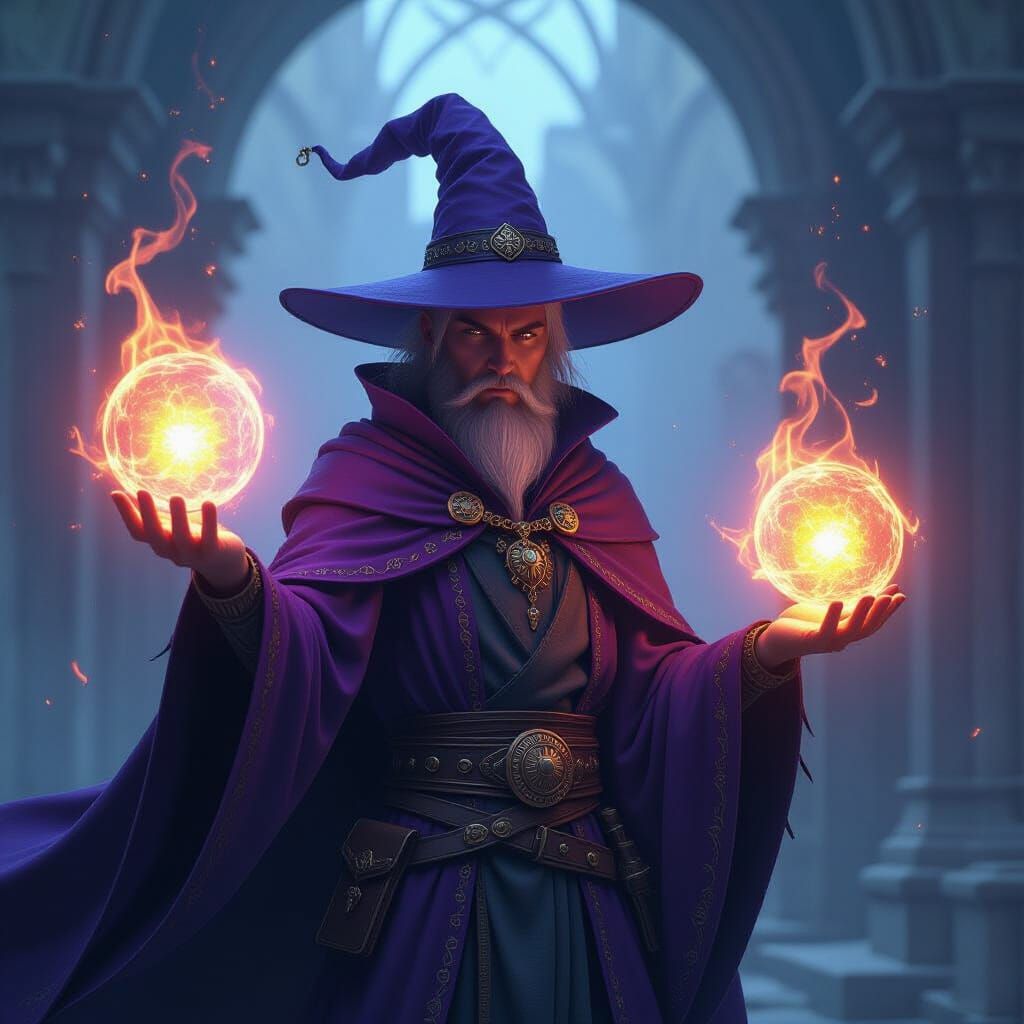 Dark Fantasy Mage Conjures Arcane Spells