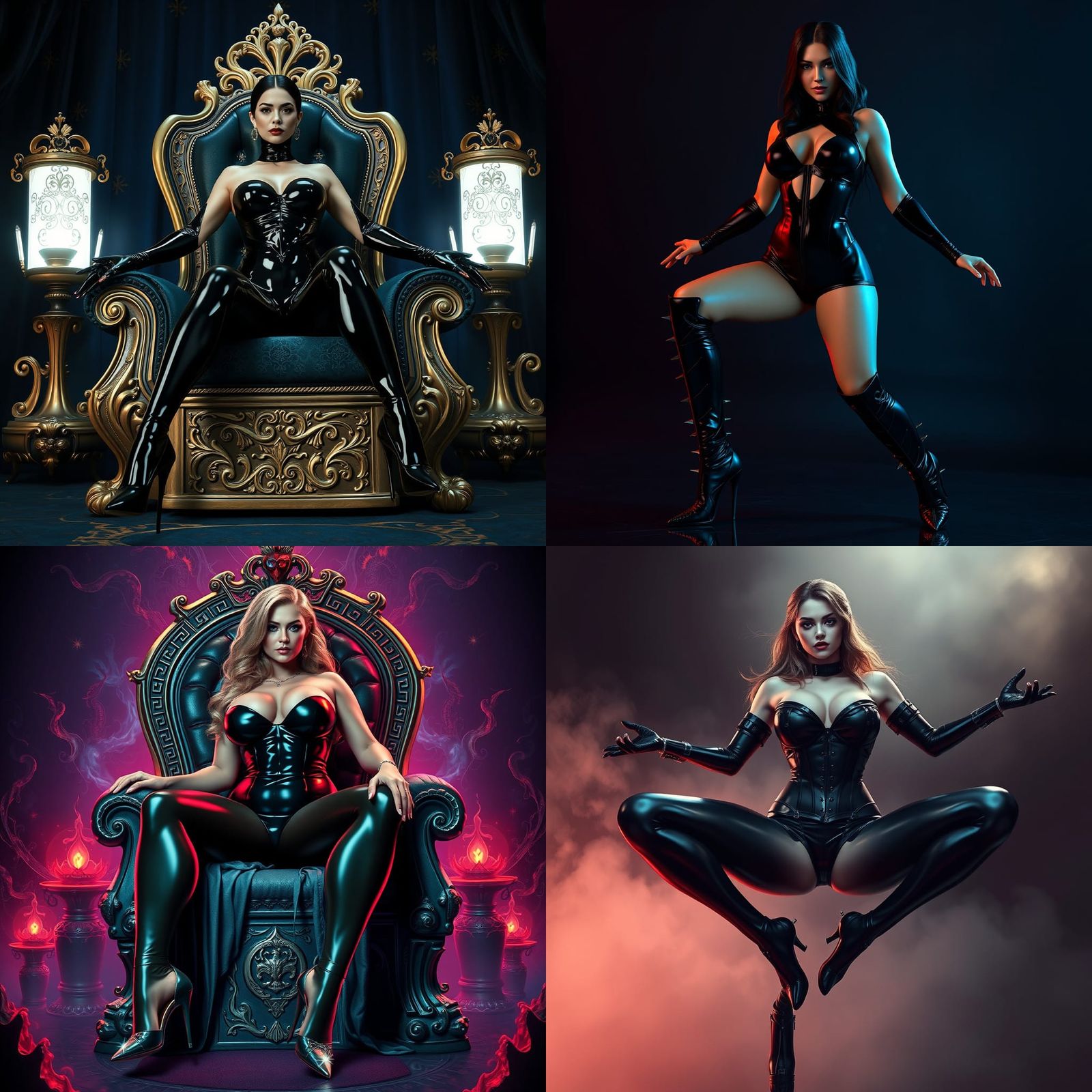 Latex Mistress in High Heels: Detailed Matte Painting