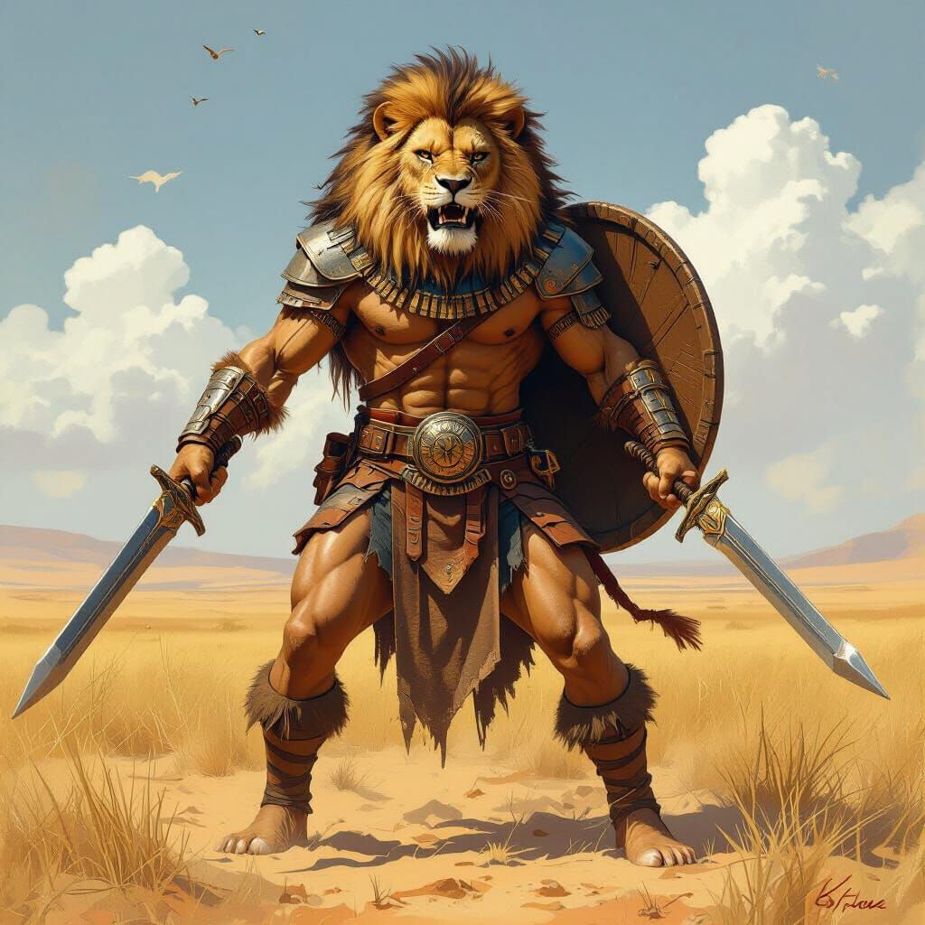 Lion Warrior on the Serengeti Plains