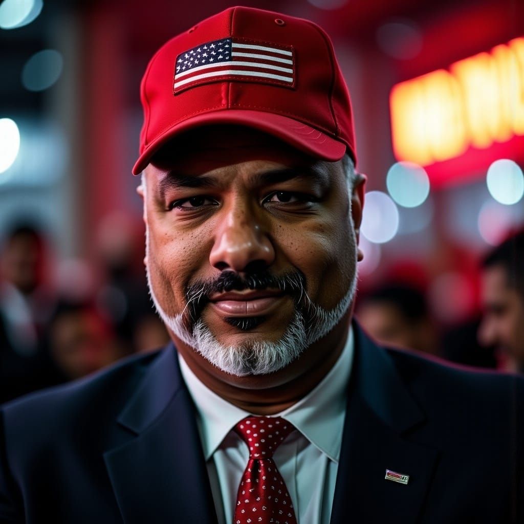 Presidential Portrait at Busy Poll Location