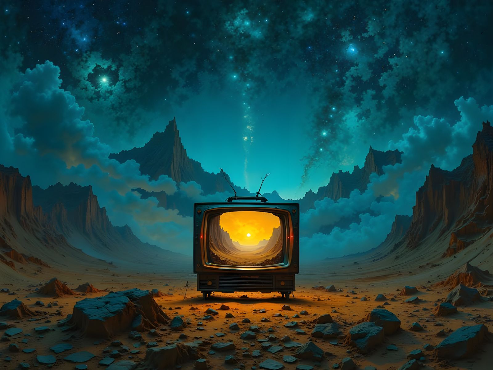 Surreal Desert Night TV Screen Art