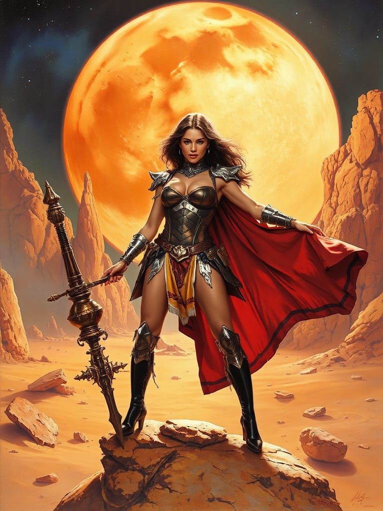 Sensual Mars Warrior in a Cyberpunk Aesthetic