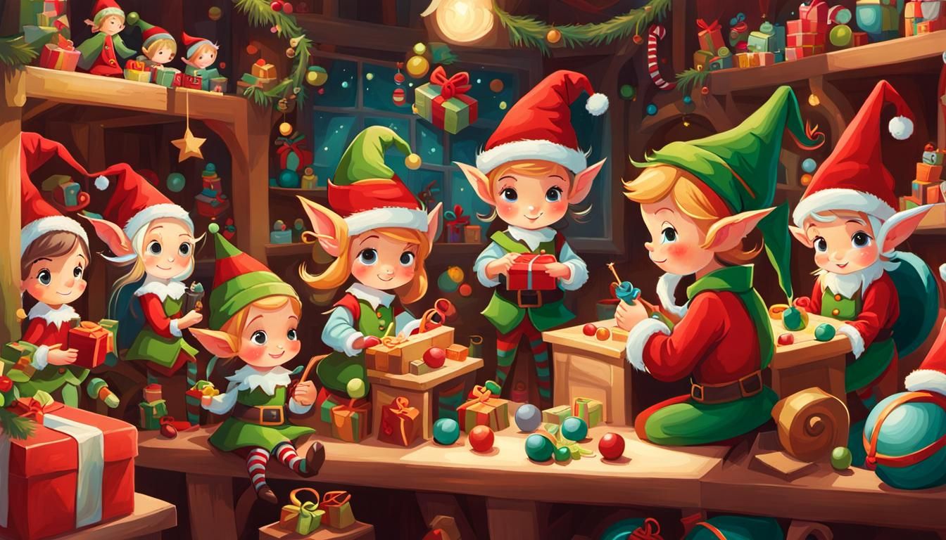 Elves Making Toys in Santa's Workshop