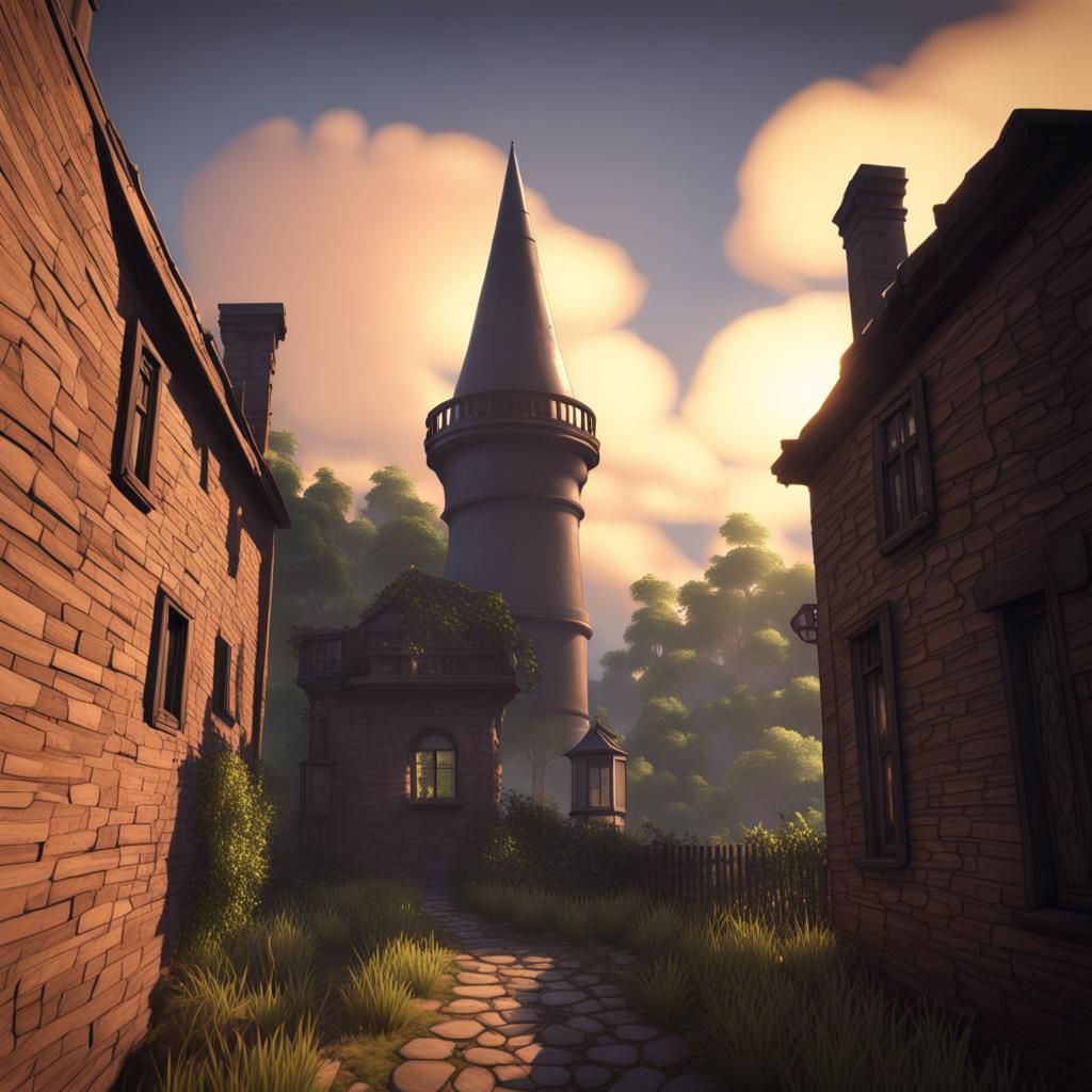 Dreamy Landscape with Chimney Tops: 3D Art