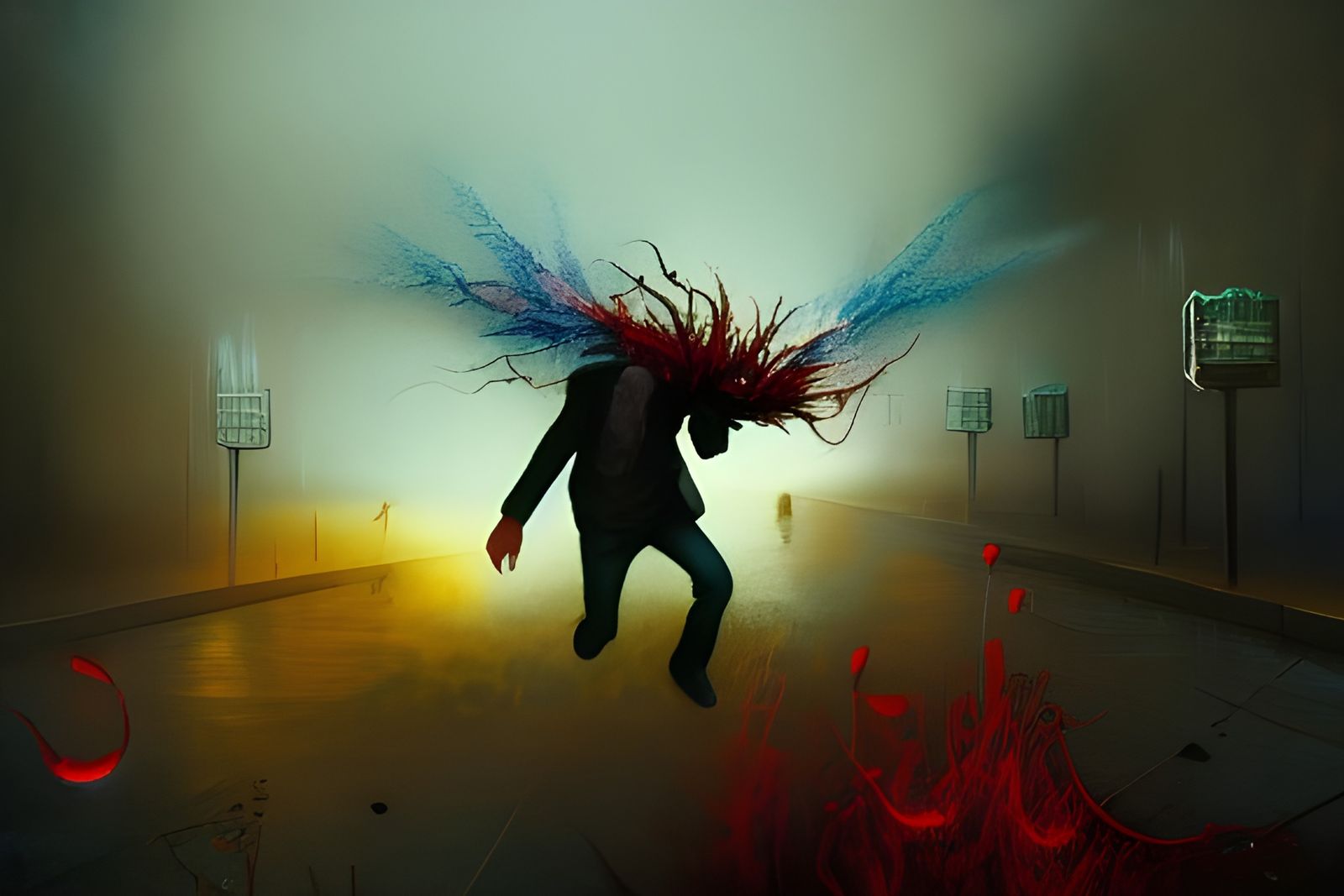 Eerie Flight: A Digital Rendering in a Bosch Style