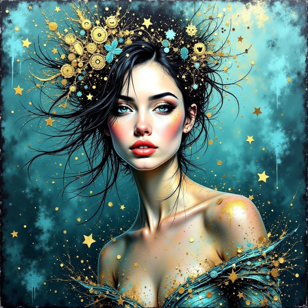 Goddess of the Ocean in Art Nouveau Style