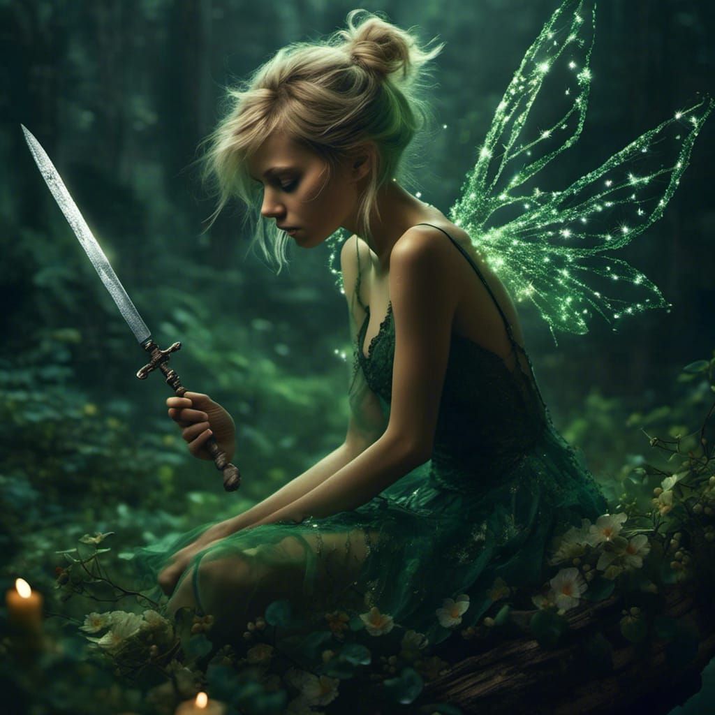 Evil Tinkerbell with Knife: A Dark Fairytale