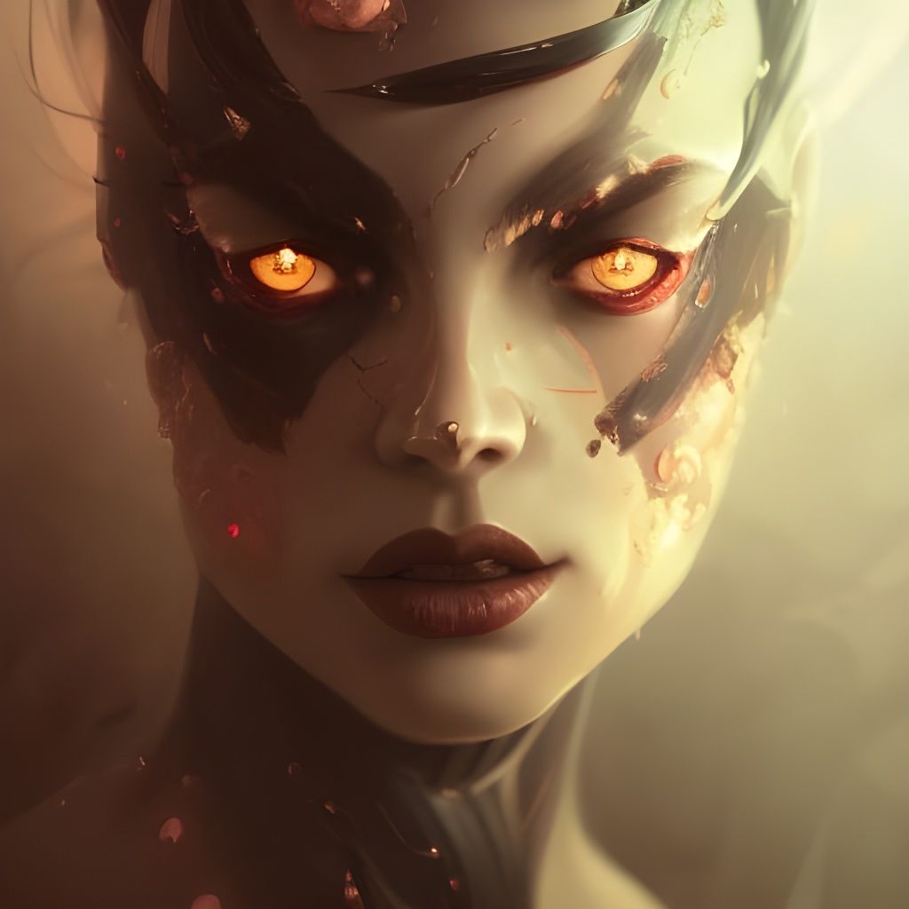 Black Rose Demon Portrait in Hyperdetailed Style