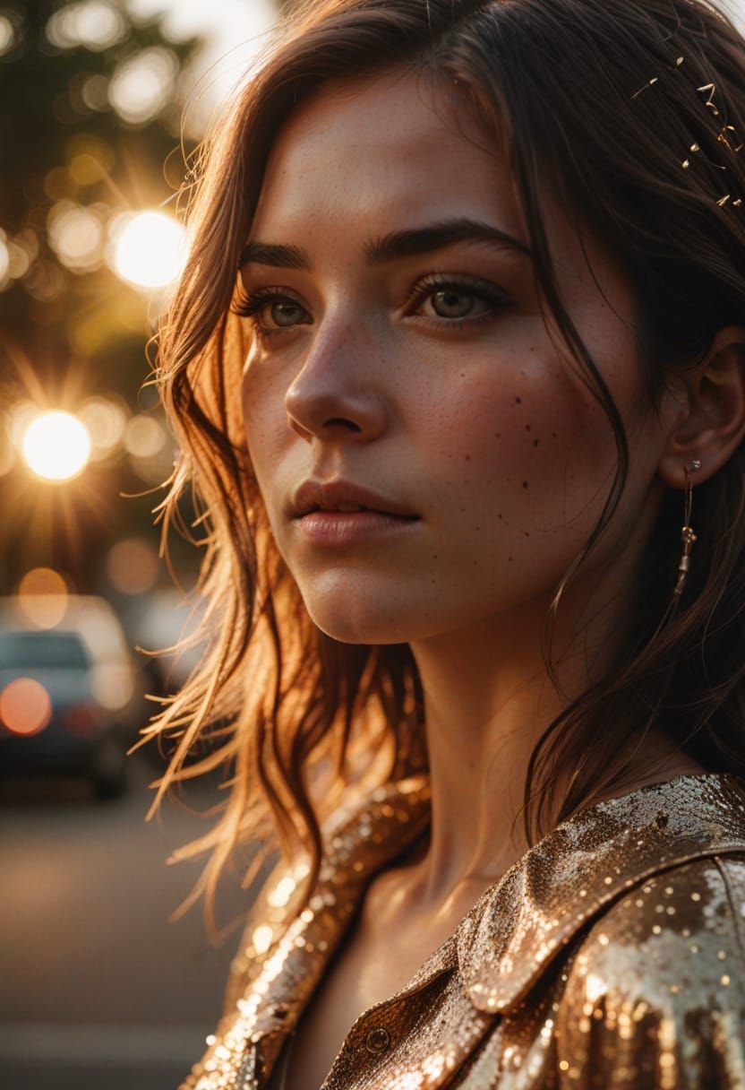 Photorealistic Portrait in Golden Hour Lighting