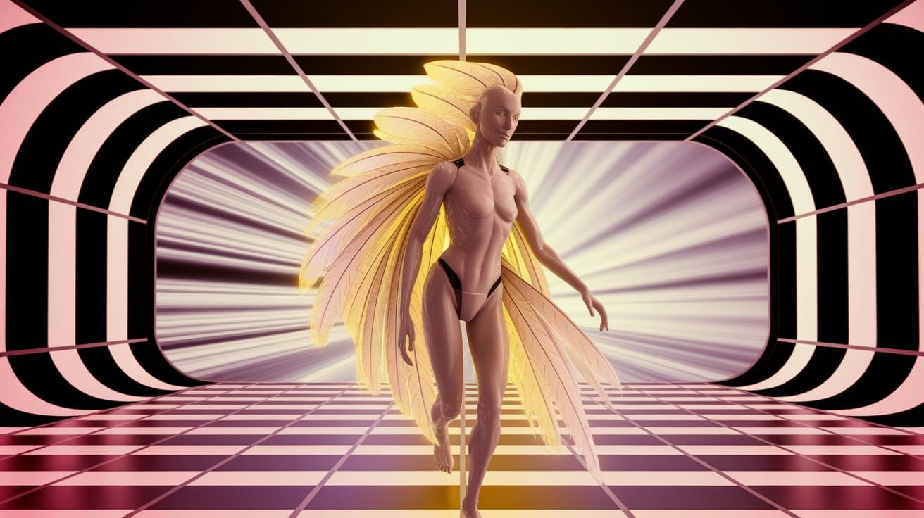 Cyberhybrid Featherghost in Atomic Style Interior