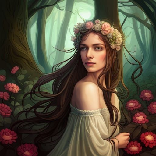 Enchanted Fairy Portrait in Art Nouveau Style