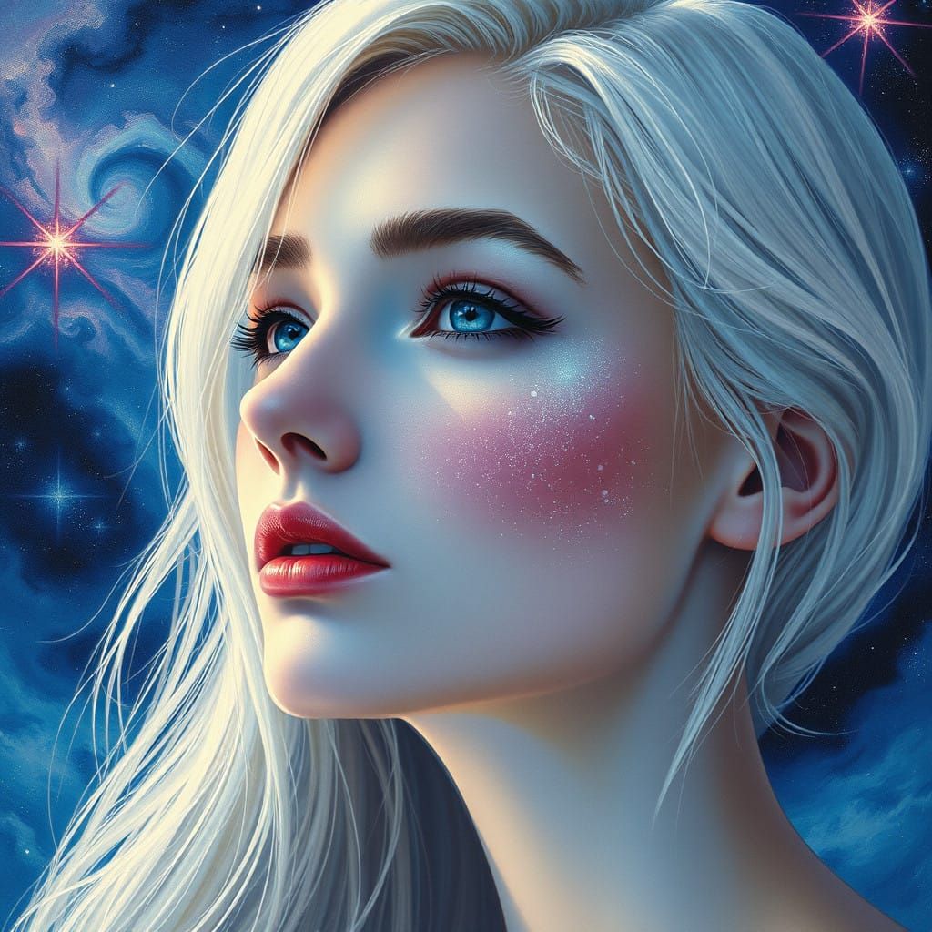 Ethereal Astral Goddess in Platinum Blonde Majesty