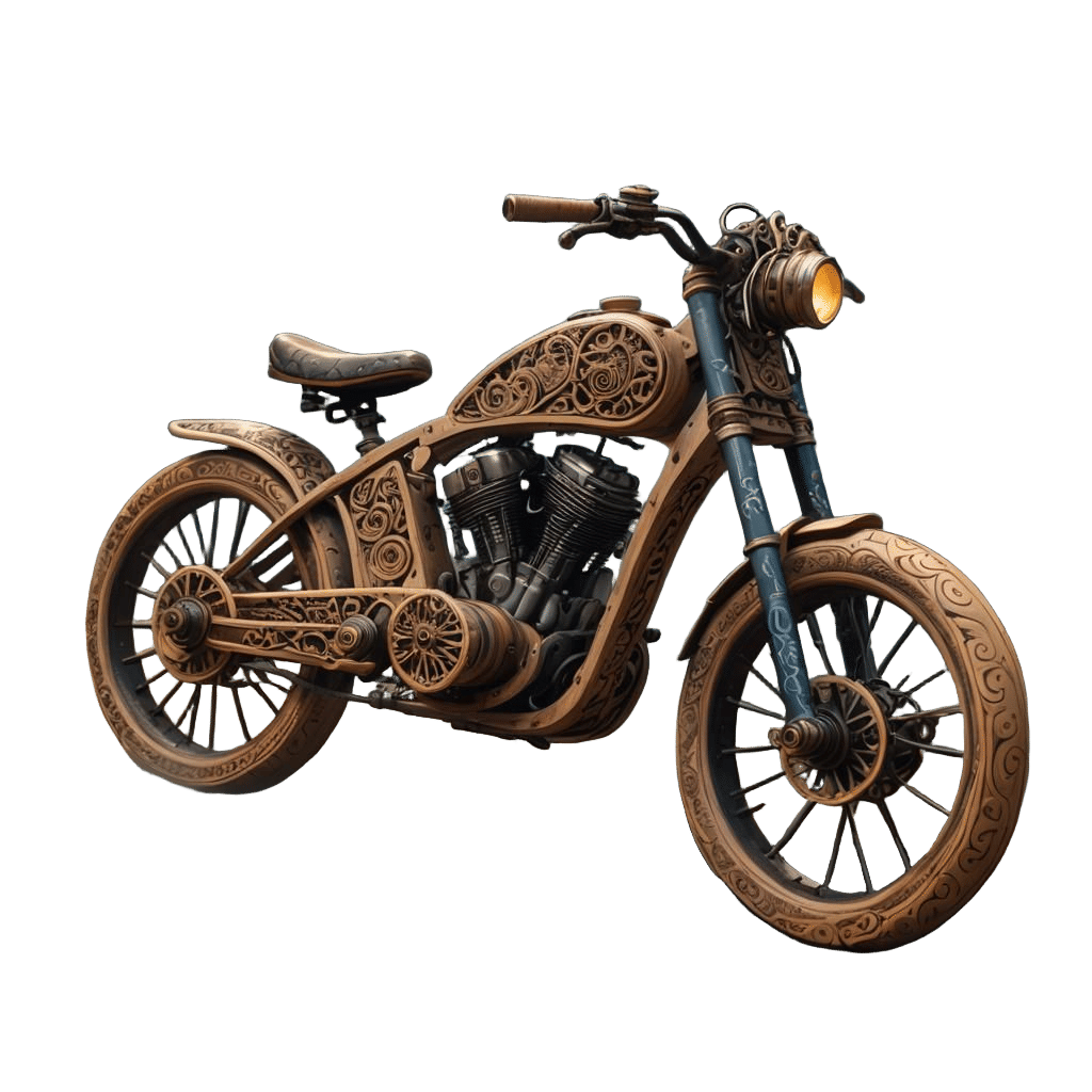 Wooden Toy Bike with Tattoo Design Concept