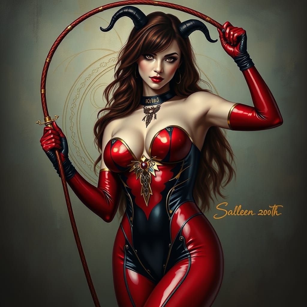 Confident Harleen Quinzel in Klimt-Inspired Art Nouveau Styl...