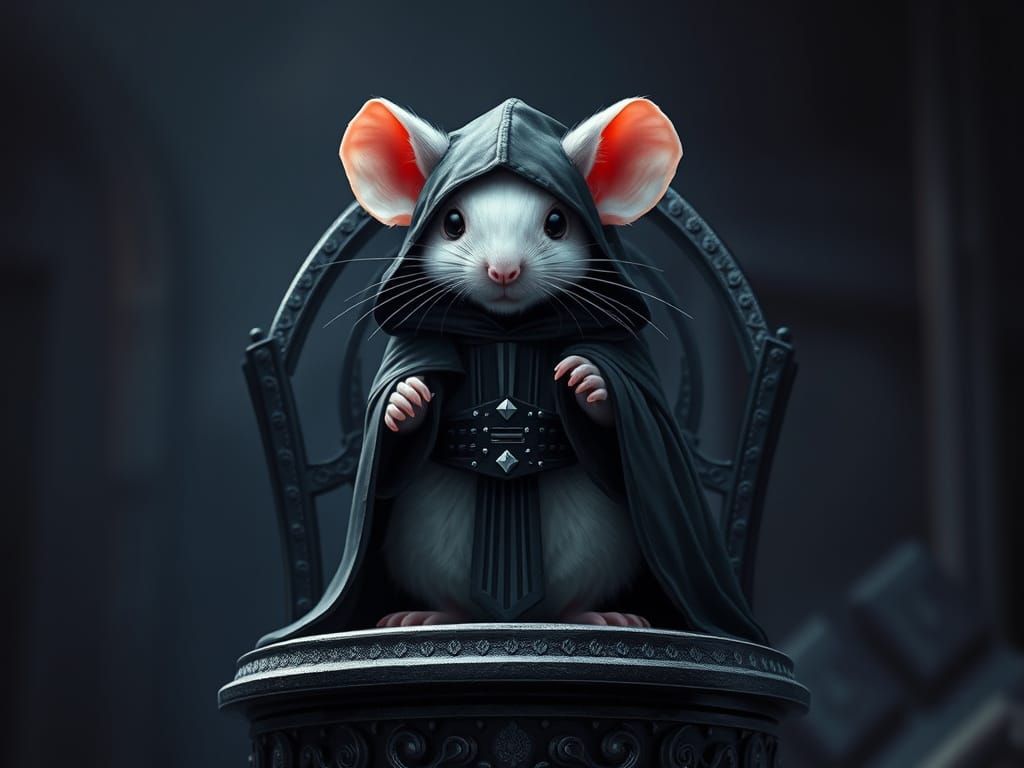 Albino Mouse Emperor in Gothic Pop-Art Style