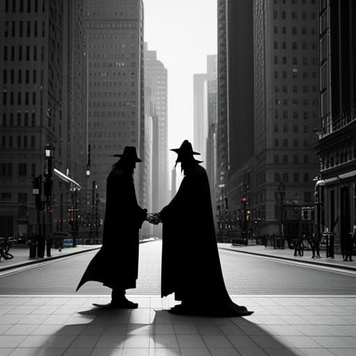 Wizard and Warlock Battle in Metropolis