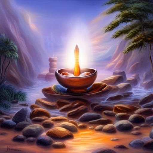 Ethereal Shiva Lingam with Indian Instruments