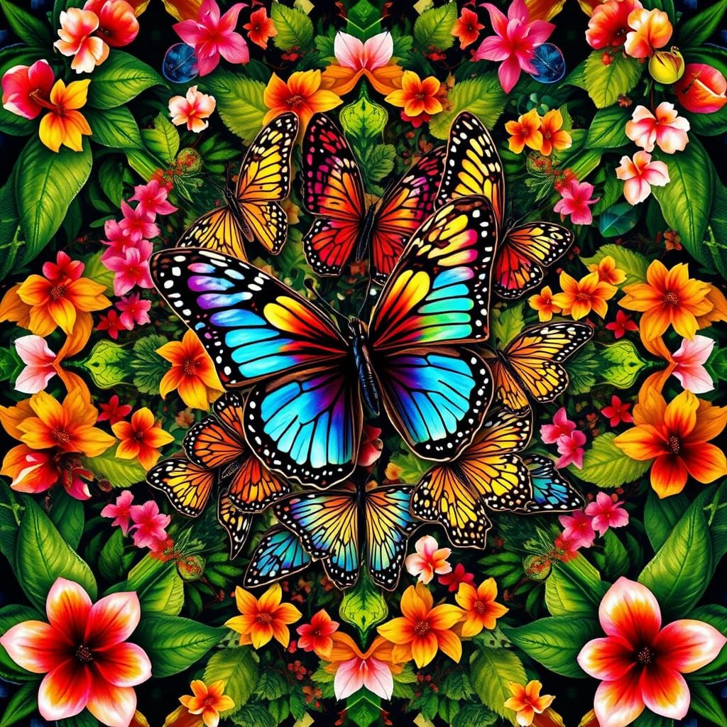 Kaleidoscope of Butterflies in Hyperrealistic Style