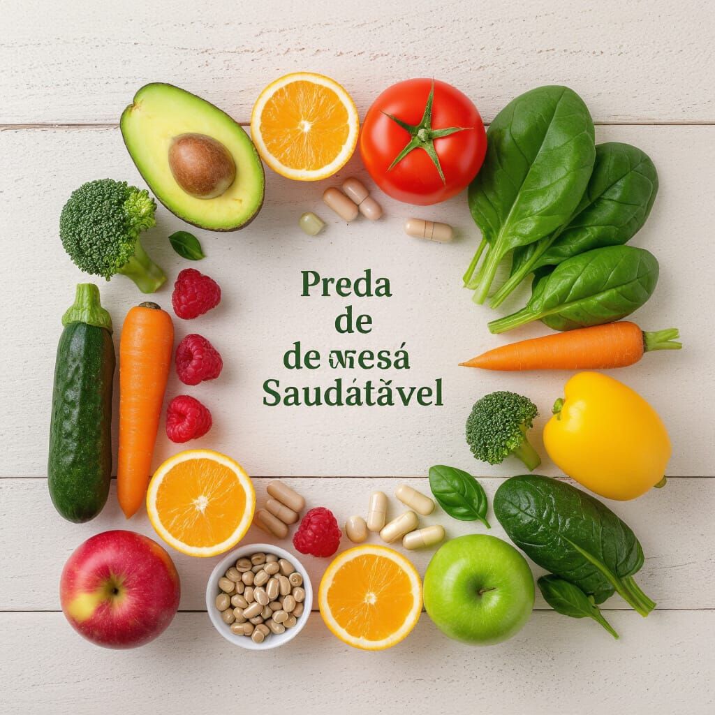 Flat Lay of Healthy Weight Loss Items with Fresh Produce