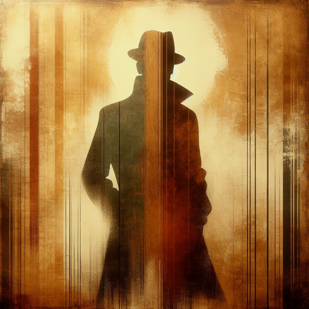 Silhouette in Brown and Gold Distressed Texture