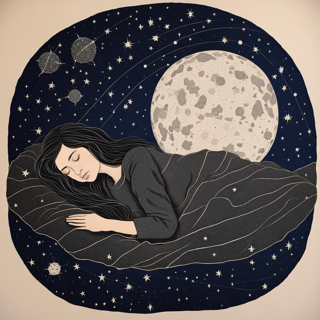 Woman Sleeping Under Orion Constellation at Night