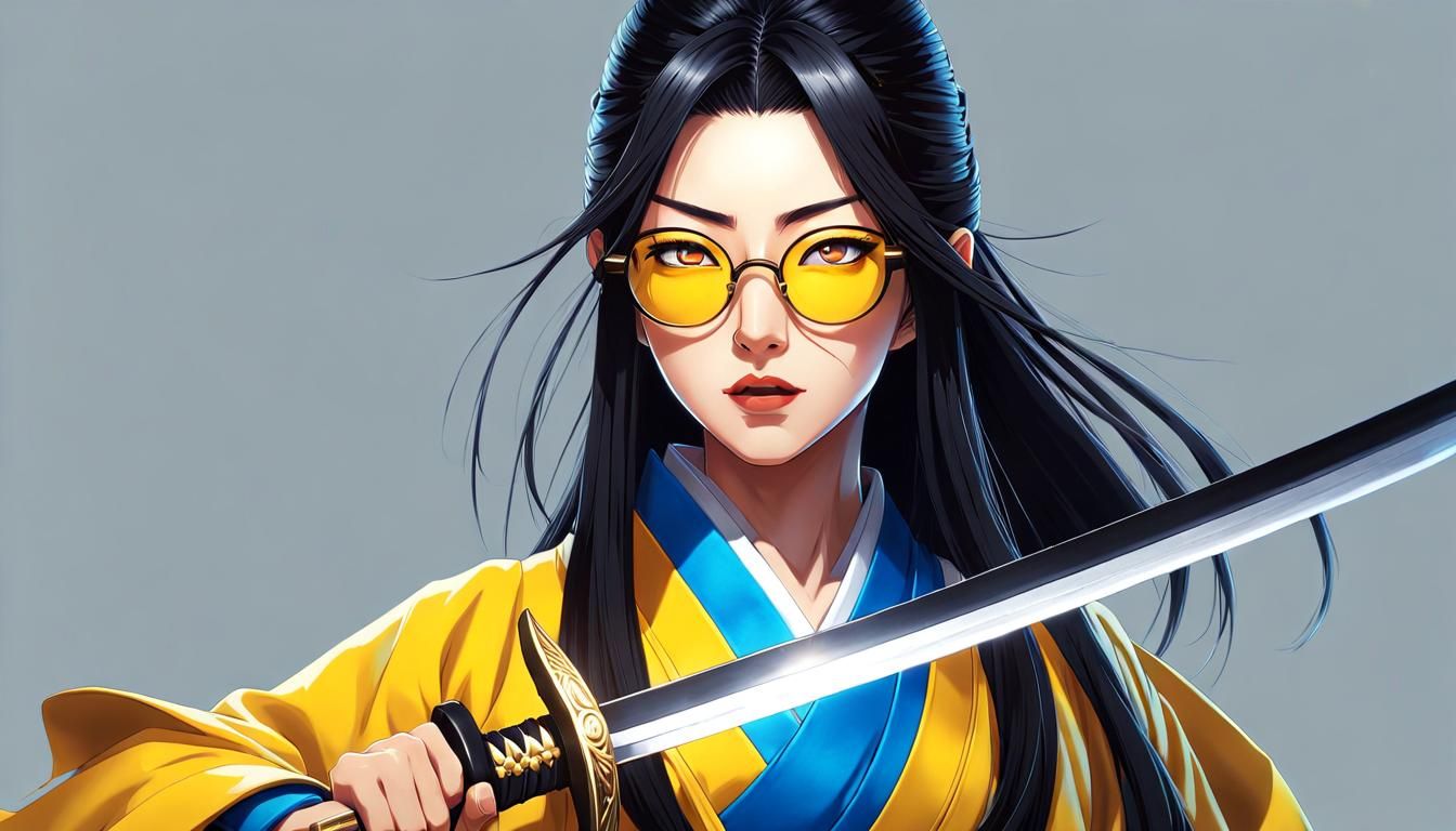 Anime Samurai Woman with Katana Sword