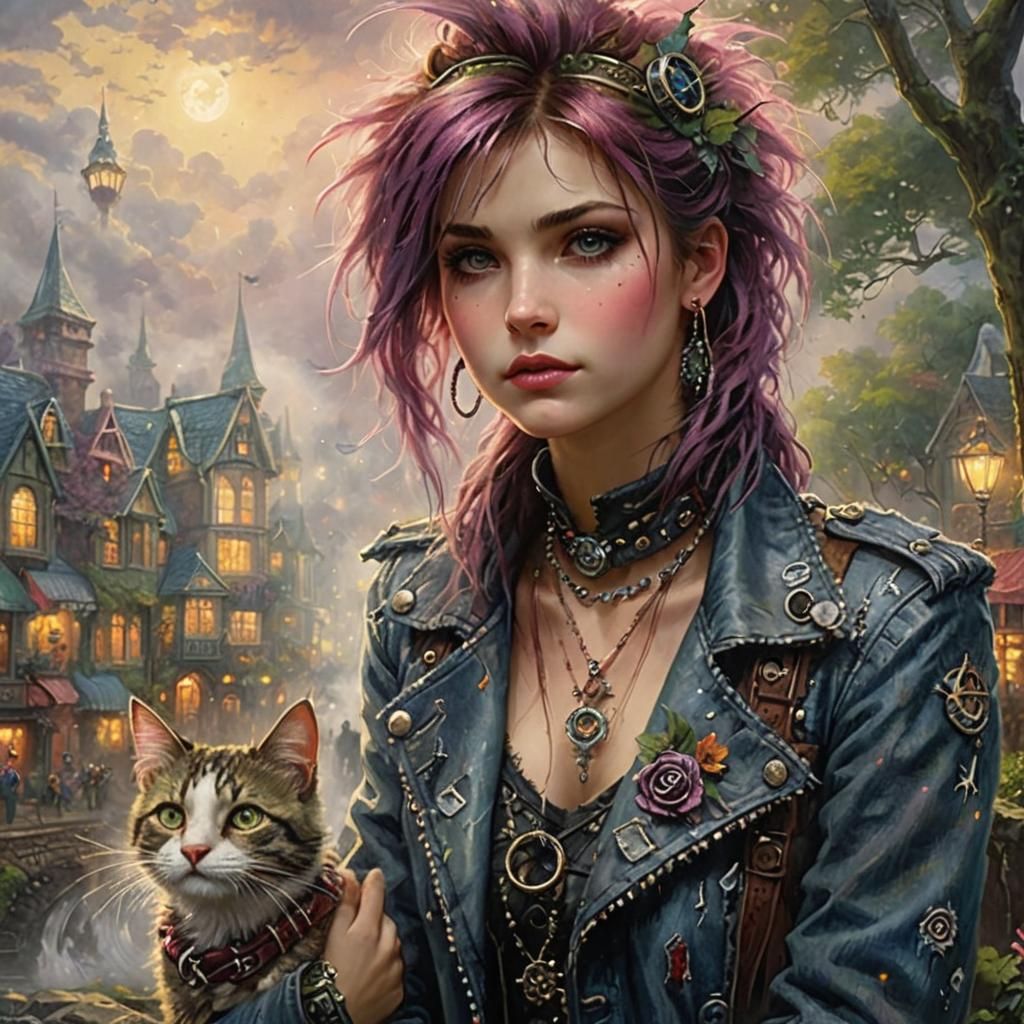 Ethereal Punk in a Kinkade-esque Fantasy