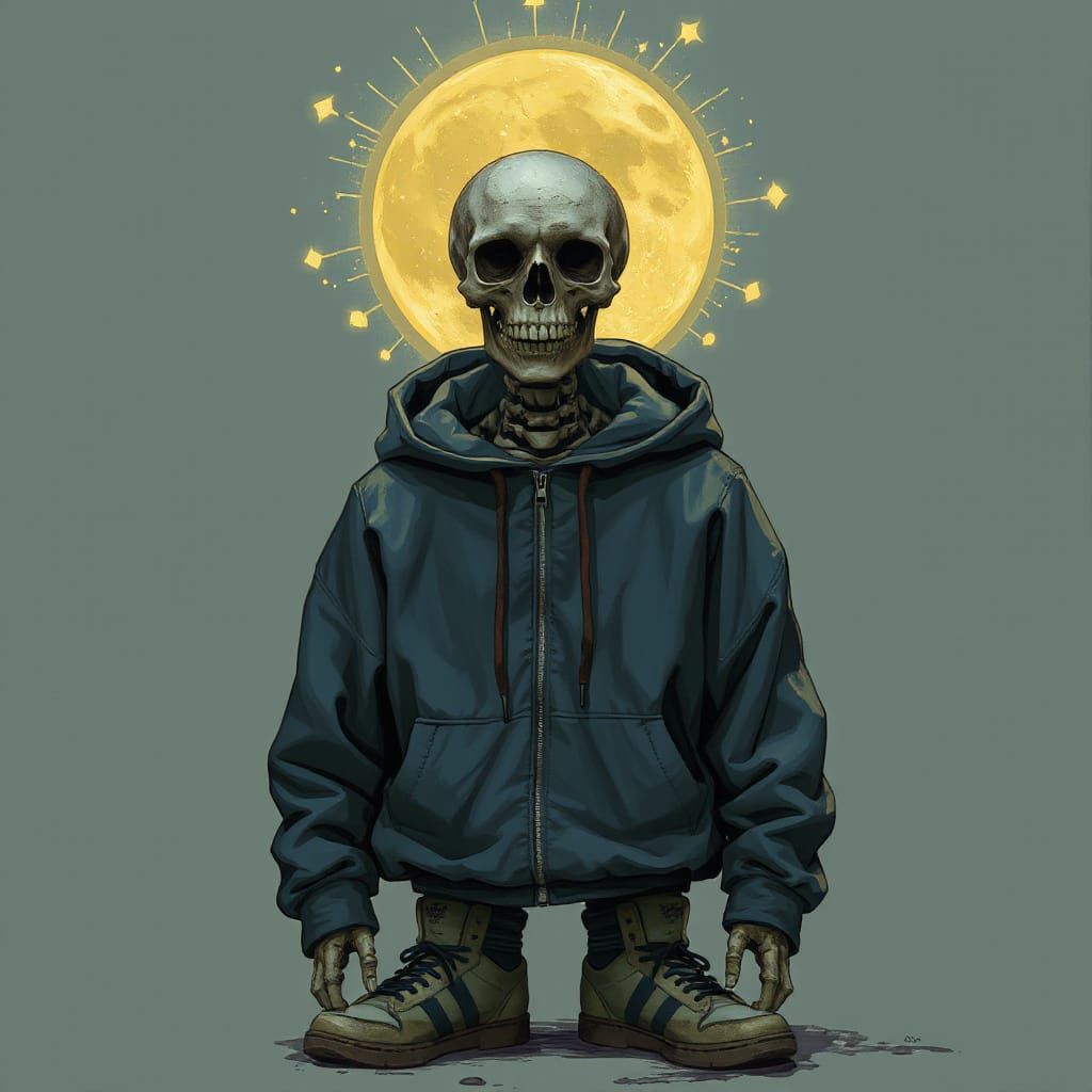 Charming Skeletal Character in Dark Fantasy Style