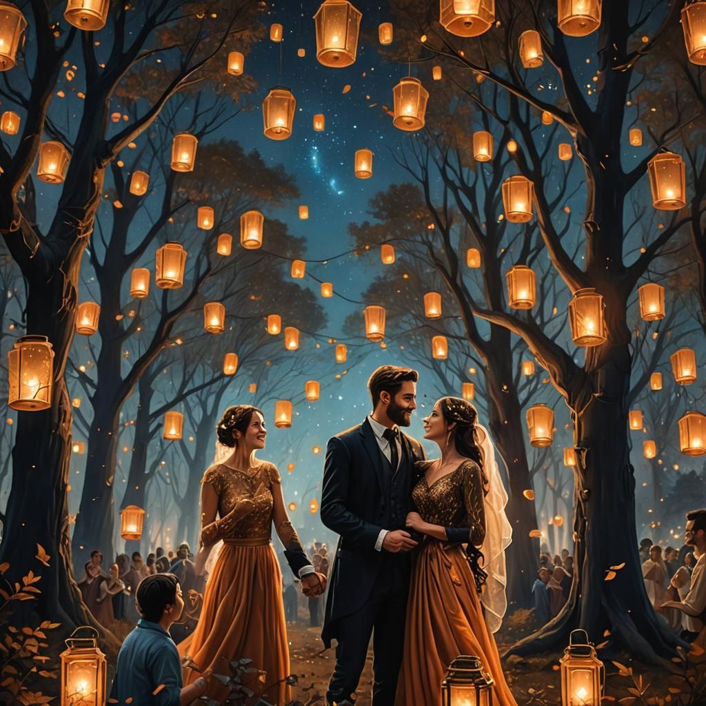 Magical Forest Wedding Under Starry Night Sky