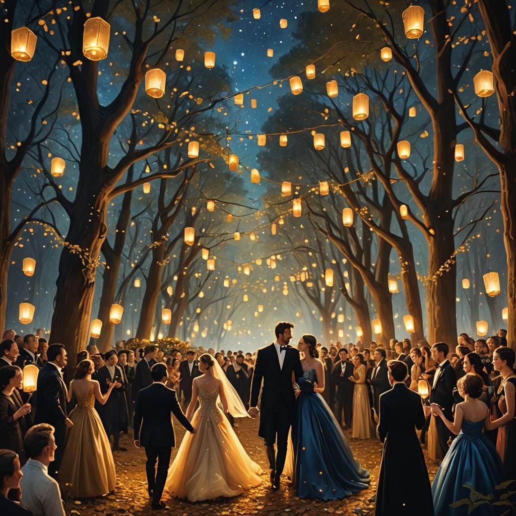 Magical Forest Wedding Under Starry Night Sky