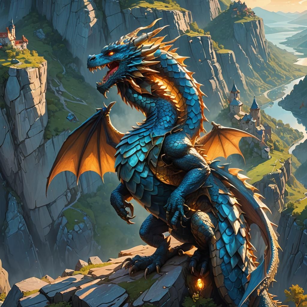 Dragon Overlooking Valley in Early Morning Light