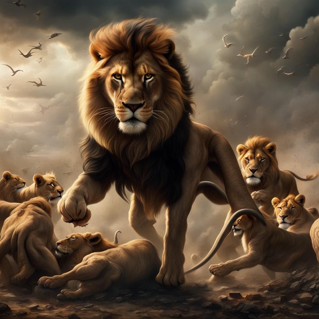 Epic Lions Hunting Gazelle in Cinematic Style