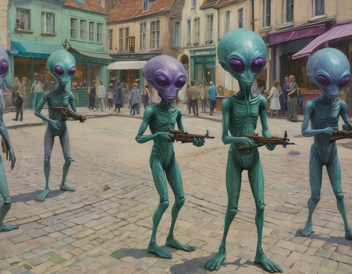 aliens spreading all over the streets of Bruges