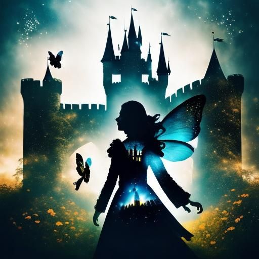 Fairy Castle Silhouette in Double Exposure Art