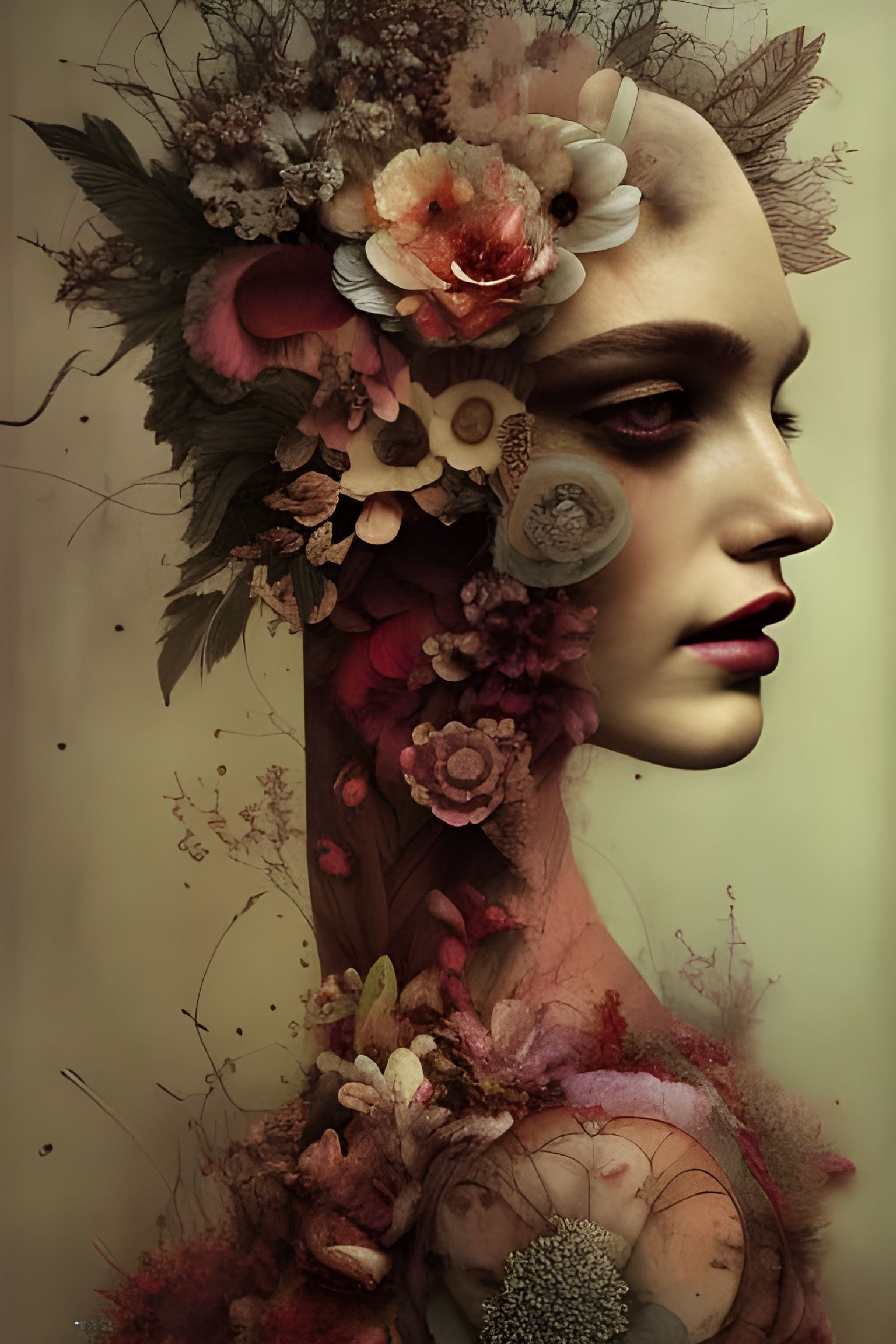 Ballerina in Floral Double Exposure Collage