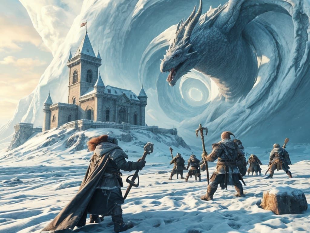 Epic Fantasy Battle in a Snowy Realm