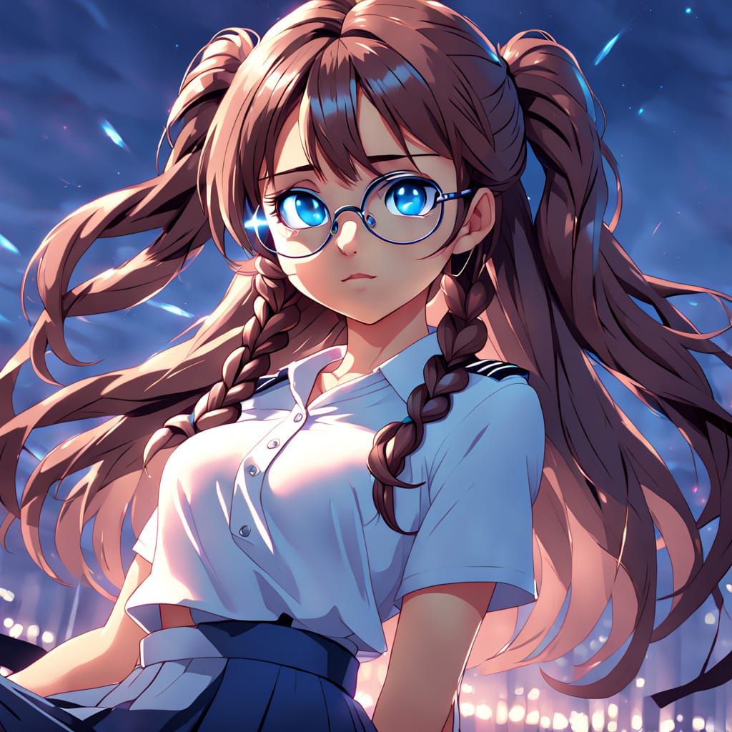 Brunette Woman with Braids and Bioluminescent Eyes