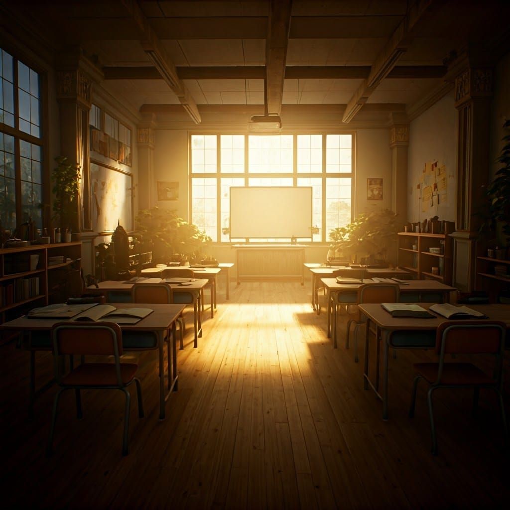 Serene Classroom Bathed in Warm Golden Light