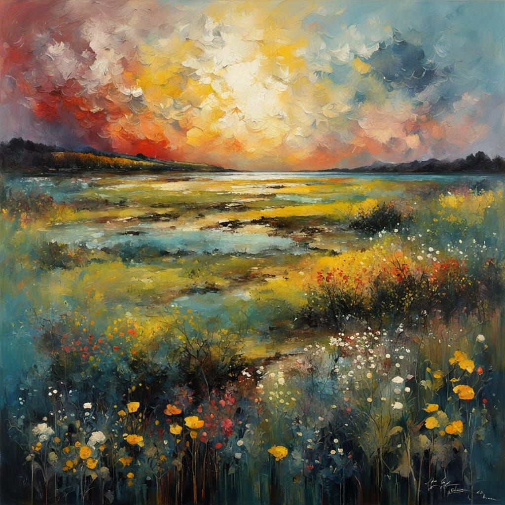 Expressionist Impasto Painting with Summer Colors