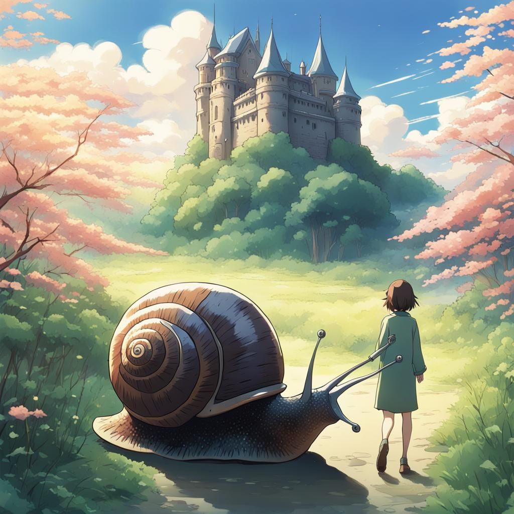 Snail Couple's Journey to the Castle: Ghibli Style