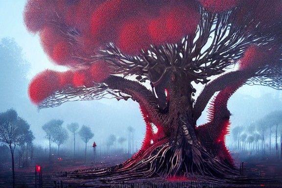 Dragon Blood Tree: Gothic Matte Painting of Lost Souls
