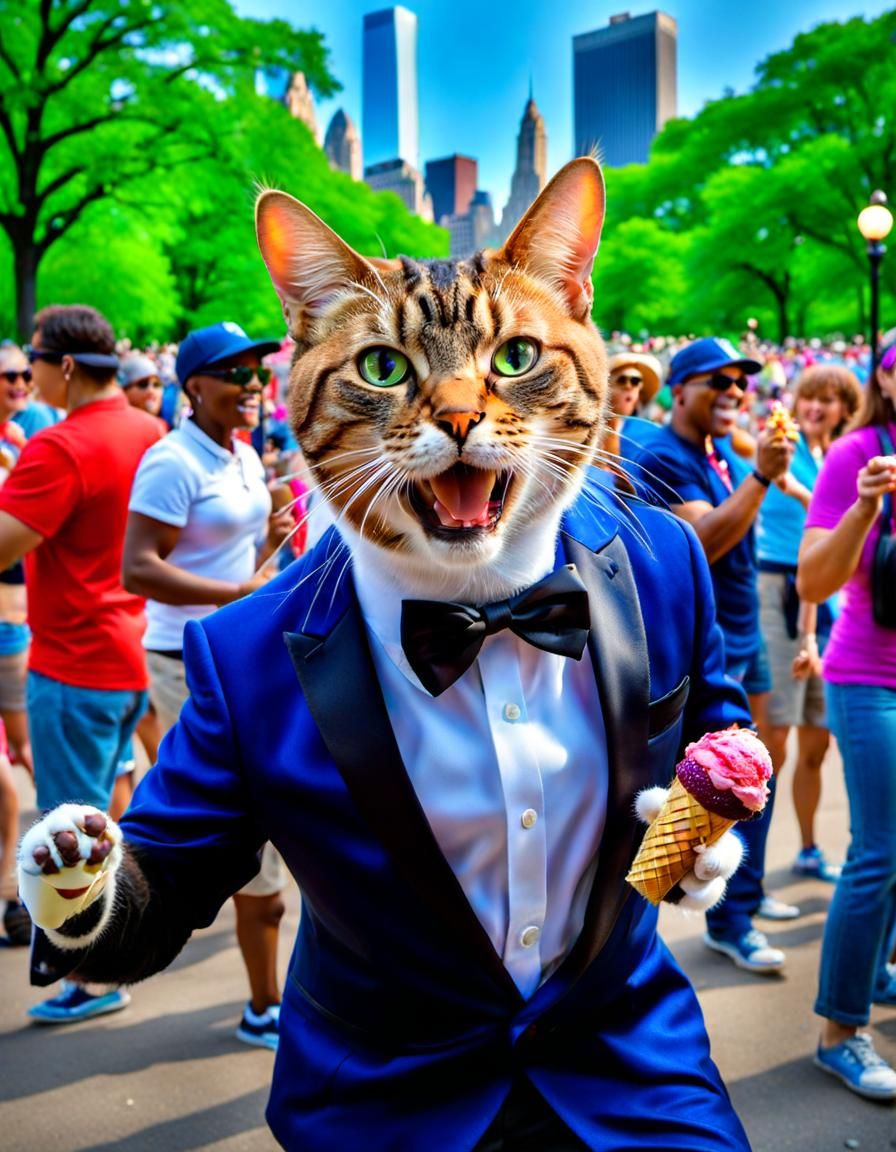 Cat Celebrates Music in Central Park