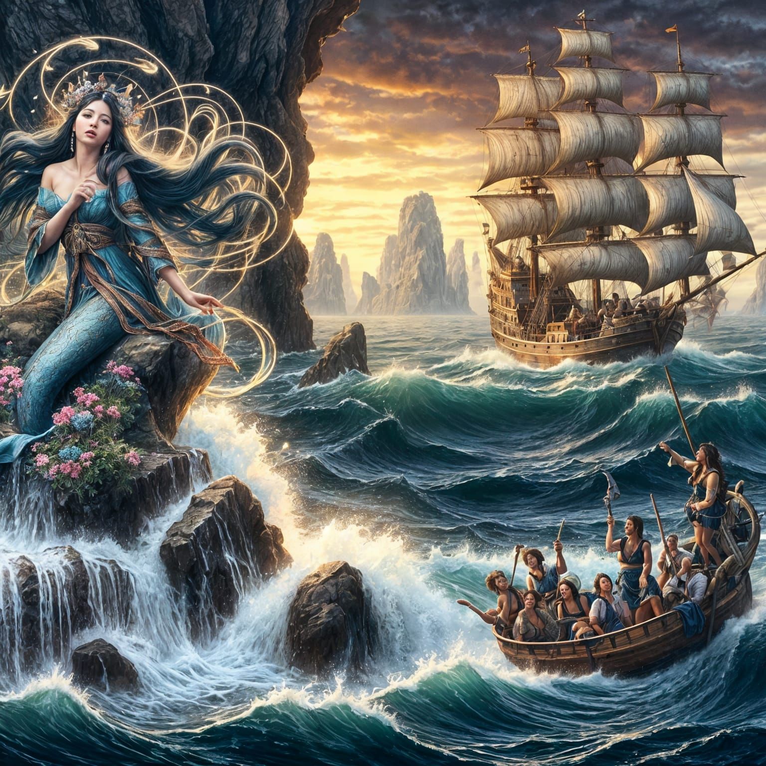 Hyper-Realistic Siren Song in East Asian Style