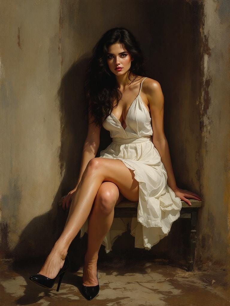 Classic Figure Study with Dramatic Chiaroscuro Lighting