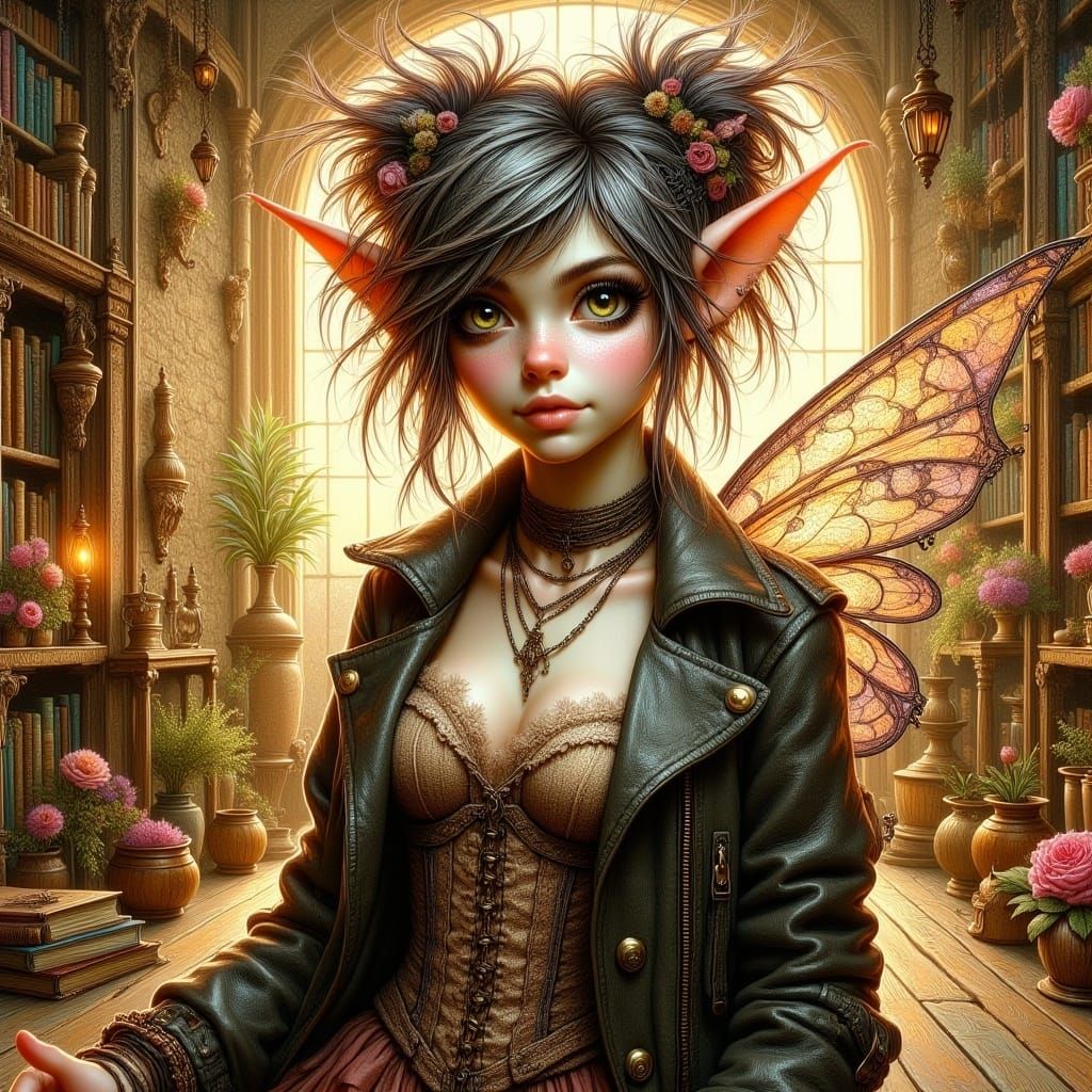 Punk Pixie in Hyperrealistic Digital Art Style