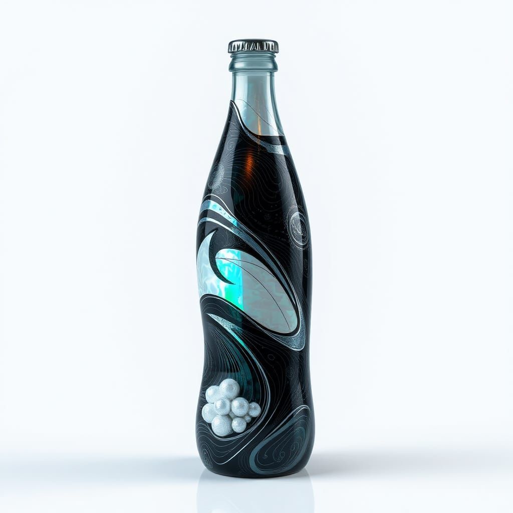 A Futuristic Cola Bottle in Iridescent Materials