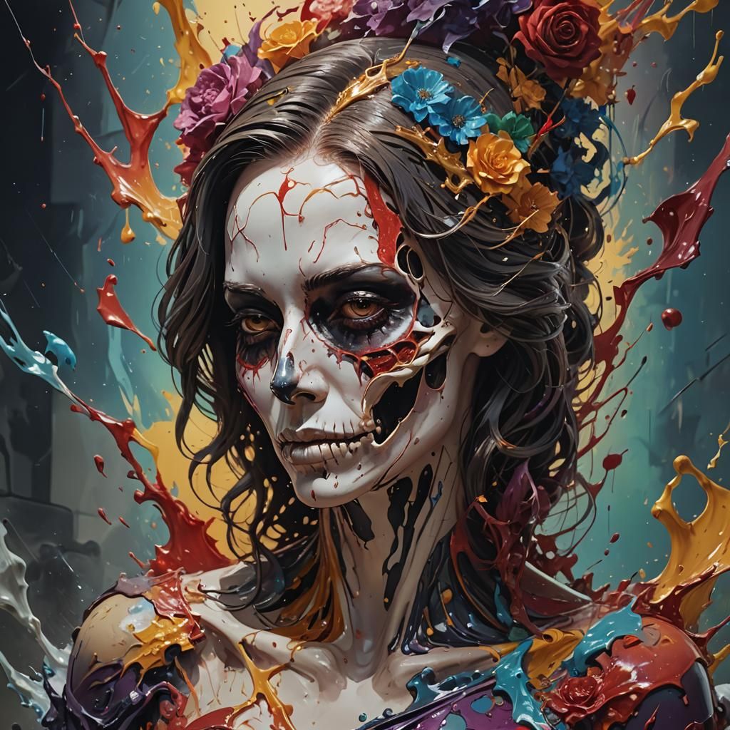 Intricate Splash Art: The Elegance of Death