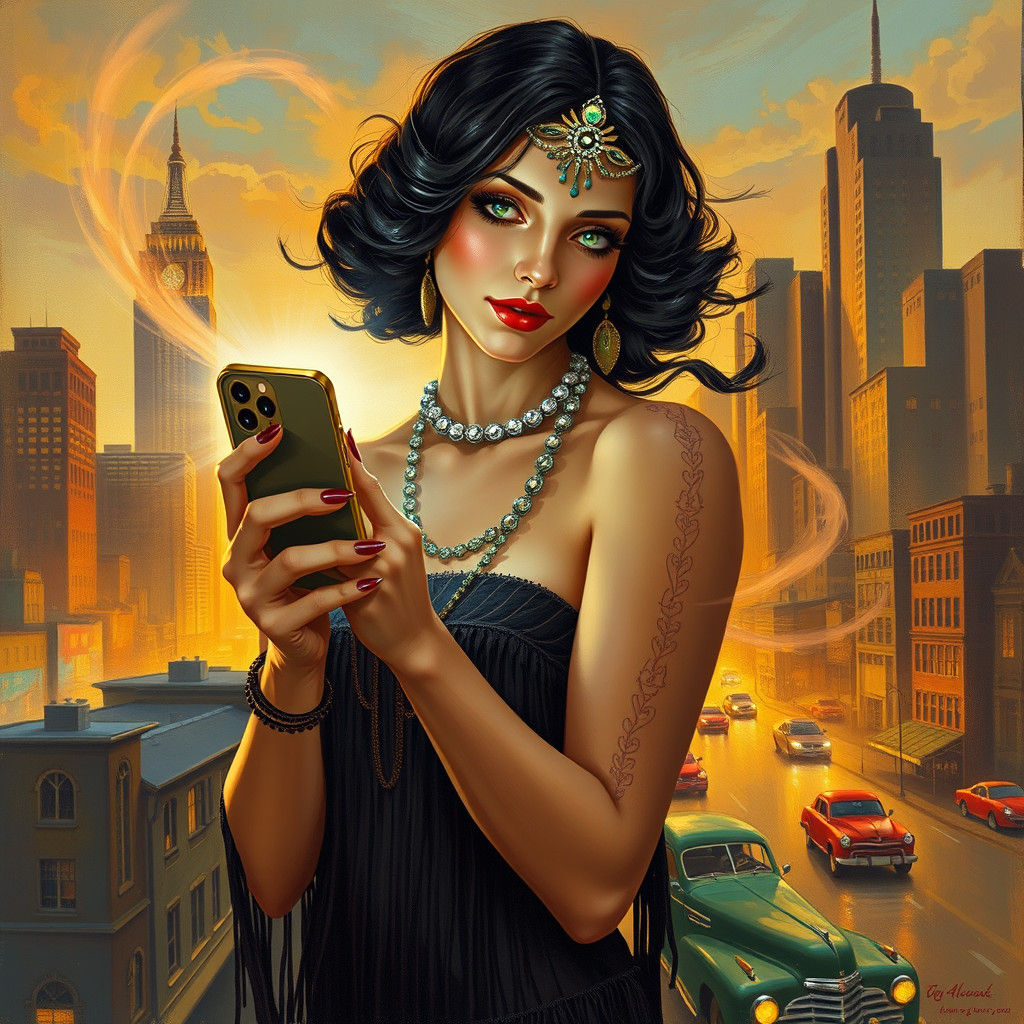 Mystical Flapper Girl iPhone Art Deco Advertisement