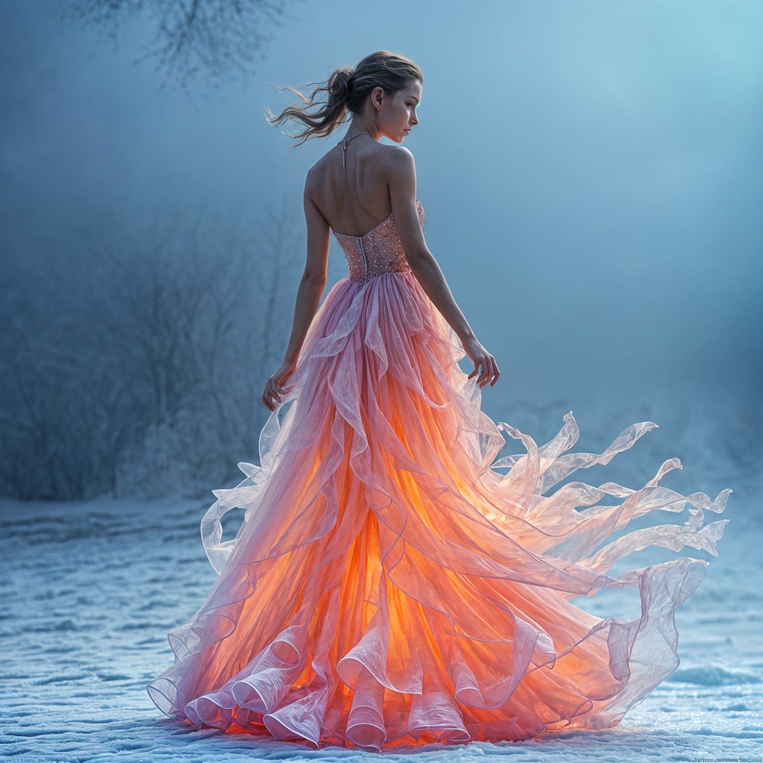 Surreal Gown of Frozen Fire
