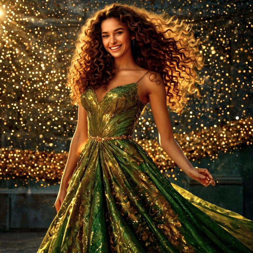 Woman with Curly Hair in Hyper-Realistic Portrait